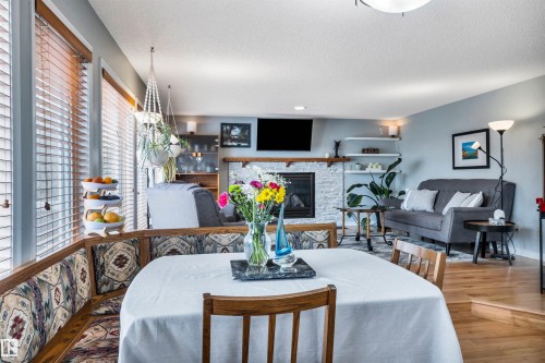 37 Deane Crescent, St. Albert, AB - Indoor Photo Showing Dining Room With Fireplace