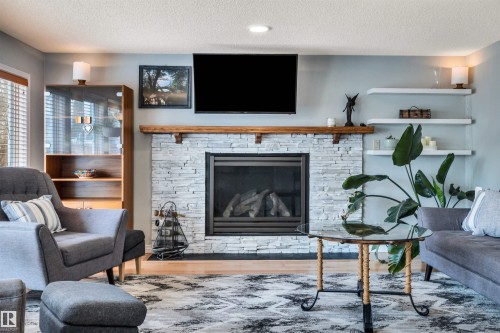 37 Deane Crescent, St. Albert, AB - Indoor Photo Showing Living Room With Fireplace