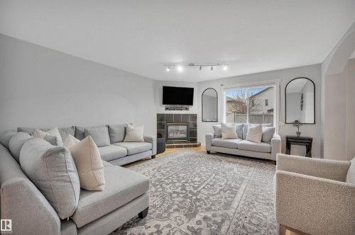 183 Castle Drive, Edmonton, AB - Indoor Photo Showing Living Room With Fireplace