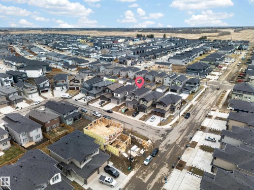 Aerial perspective of a developed residential area featuring various architectural styles - 4005 39 Street, Beaumont, AB - Outdoor With View