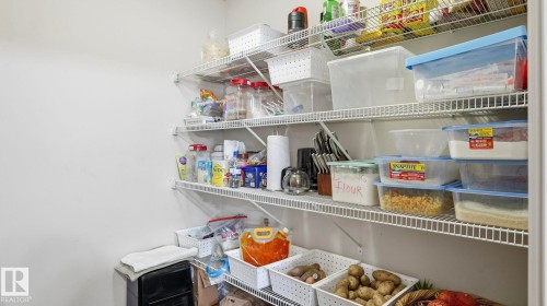 Floor-to-ceiling wire shelving provides extensive storage within this pantry - 8210 180 Avenue Nw, Edmonton, AB - Indoor With Storage