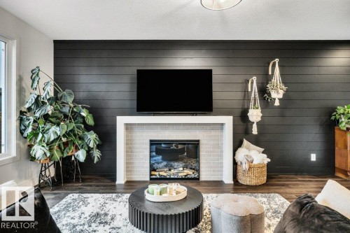 158 Jennifer Crescent, St. Albert, AB - Indoor Photo Showing Living Room With Fireplace