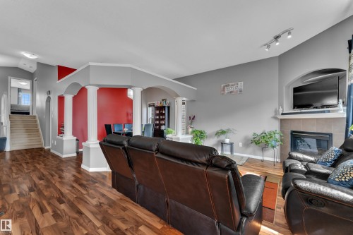 4617 163A Avenue, Edmonton, AB - Indoor Photo Showing Living Room With Fireplace