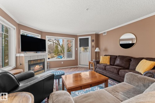 203 8909 100 Street, Edmonton, AB - Indoor Photo Showing Living Room With Fireplace