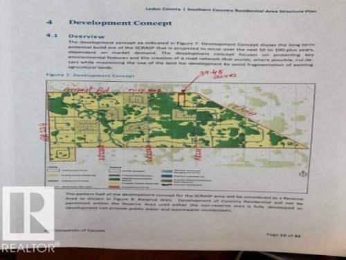 Development Concept Overview. Illustrating the long-term potential build-out of the Southern Country Residential Area Structure Plan - 23127 Twp Rd 502, Rural Leduc County, AB - Other