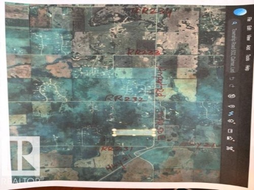 Aerial Map. Depicting land parcels and identified roadways associated with the property - 23127 Twp Rd 502, Rural Leduc County, AB - 