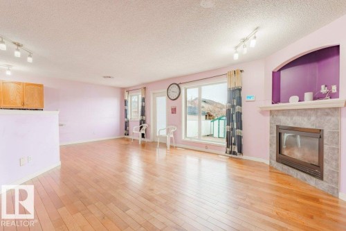 2144 37B Avenue, Edmonton, AB - Indoor Photo Showing Living Room With Fireplace