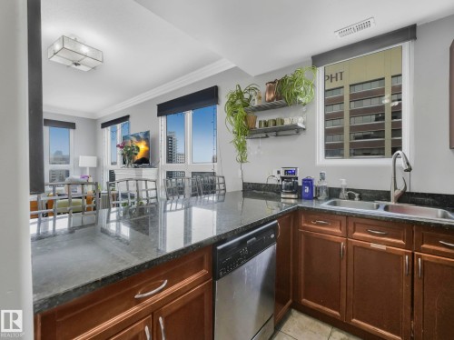 1005 9939 109 Street, Edmonton, AB - Indoor Photo Showing Kitchen With Double Sink