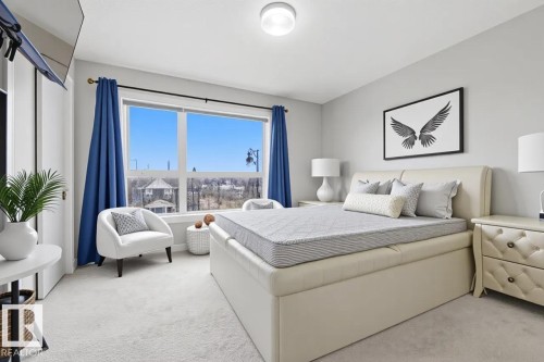 Spacious room featuring a large window with multiple panes, providing ample natural light - 18, 2560 Pegasus Boulevard, Edmonton, AB - Indoor Photo Showing Bedroom