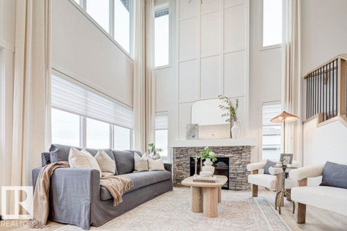 20739 40 Avenue, Edmonton, AB - Indoor Photo Showing Living Room With Fireplace