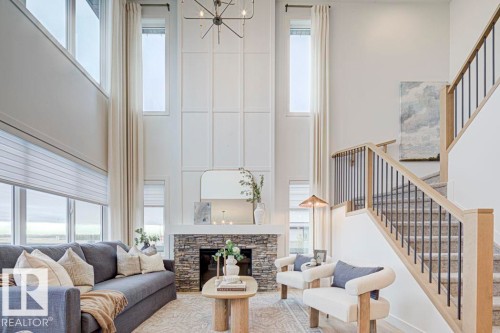 20739 40 Avenue, Edmonton, AB - Indoor Photo Showing Living Room With Fireplace