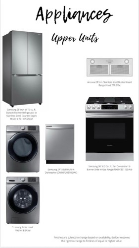 Appliance Schedule. Outlining specific models and finishes for the property - 11327 122 St, Edmonton, AB - Other
