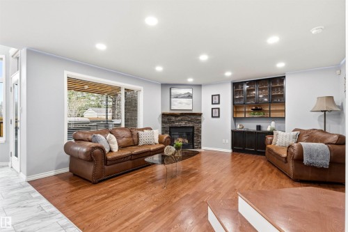 46 Hillcrest Place, St. Albert, AB - Indoor Photo Showing Living Room With Fireplace