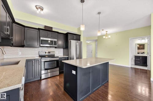 413 10530 56 Avenue, Edmonton, AB - Indoor Photo Showing Kitchen With Stainless Steel Kitchen With Upgraded Kitchen