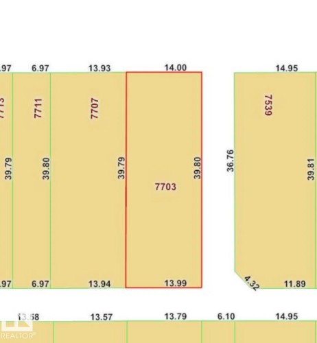 Survey Map. Illustrating property boundaries and dimensions - 7703 77 Avenue, Edmonton, AB 