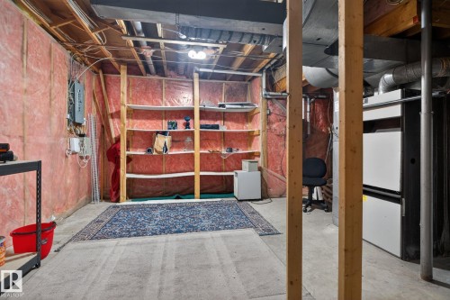 Unfinished basement space featuring exposed joists and insulation - 18604 97A Avenue, Edmonton, AB - Indoor