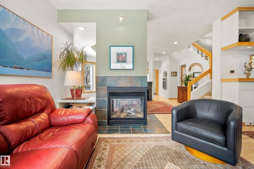 9604 100A Street, Edmonton, AB - Indoor Photo Showing Living Room With Fireplace
