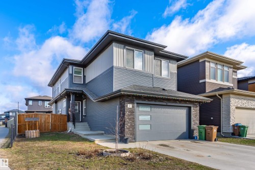 Contemporary two-story residence featuring a striking multi-textured exterior - 2 Edison Drive, St. Albert, AB - Outdoor