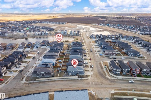 Aerial view showcasing a residential community with contemporary architecture and a network of streets - 2 Edison Drive, St. Albert, AB - Outdoor With View