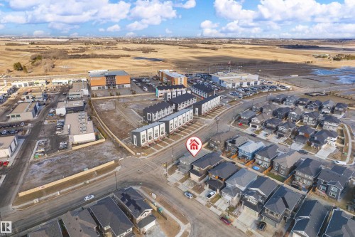 Aerial perspective showcasing a residential development with varied architectural styles - 2 Edison Drive, St. Albert, AB - Outdoor With View