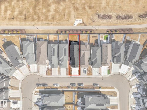 Aerial perspective showcasing the property's location within a residential development, featuring a cul-de-sac - 4851 Kinney Road, Edmonton, AB - Other
