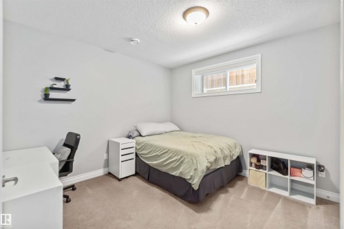 Carpeted room featuring light gray walls, a single window with white trim, and a ceiling-mounted light fixture - 10630 82 Street, Edmonton, AB - Indoor Photo Showing Bedroom