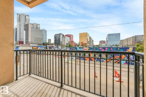 Balcony with a view of city - 310 10606 102 Avenue, Edmonton, AB - Outdoor With Balcony
