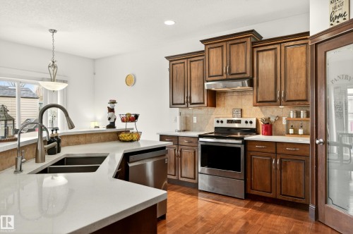 15408 49 Street, Edmonton, AB - Indoor Photo Showing Kitchen With Stainless Steel Kitchen With Double Sink With Upgraded Kitchen