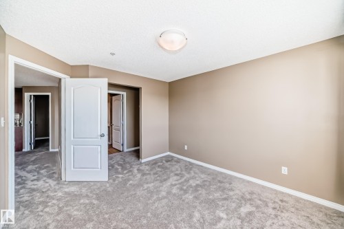 Neutral-toned room featuring grey textured carpet, white trim, and a semi-flush mount ceiling light fixture - 344 1520 Hammond Gate Gate, Edmonton, AB - Indoor Photo Showing Other Room