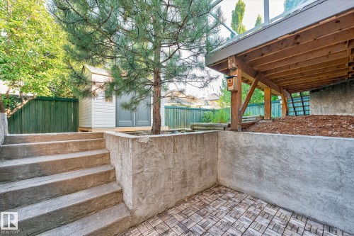 View of patio featuring a storage unit - 940 Haliburton Road, Edmonton, AB - Outdoor