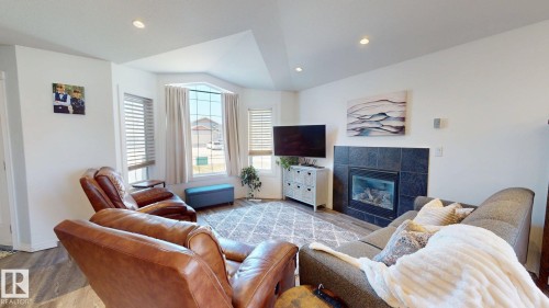 4465 38 St, Drayton Valley, AB - Indoor Photo Showing Living Room With Fireplace