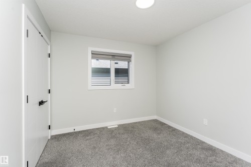 Neutral-toned interior room featuring light gray walls, plush gray carpeting, and white trim - 5386 Kimball Place, Edmonton, AB - Indoor Photo Showing Other Room