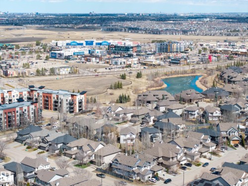 Aerial perspective showcasing residential properties, a body of water, and commercial structures - 1110 Armitage Crescent, Edmonton, AB - Outdoor With View