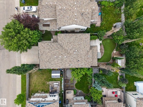 Aerial view showcasing a property with a multi-level roofline - 1110 Armitage Crescent, Edmonton, AB 