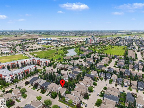 Aerial perspective showcasing a residential neighborhood with varied housing styles - 1110 Armitage Crescent, Edmonton, AB 