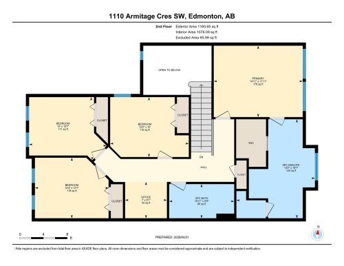 Floor plan-2nd Floor/Upper Level - 1110 Armitage Crescent, Edmonton, AB 