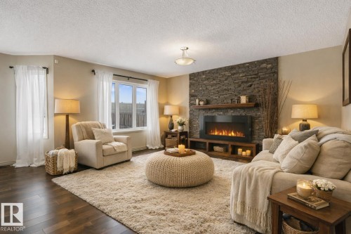 21851 80 Avenue, Edmonton, AB - Indoor Photo Showing Living Room With Fireplace