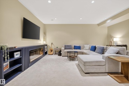 10209 90 Street, Edmonton, AB - Indoor Photo Showing Living Room With Fireplace