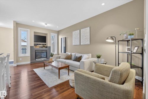 10209 90 Street, Edmonton, AB - Indoor Photo Showing Living Room With Fireplace
