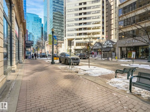 The property is located in a vibrant urban setting, surrounded by modern high-rise buildings and commercial establishments - 807 10134 100 Street, Edmonton, AB - Outdoor