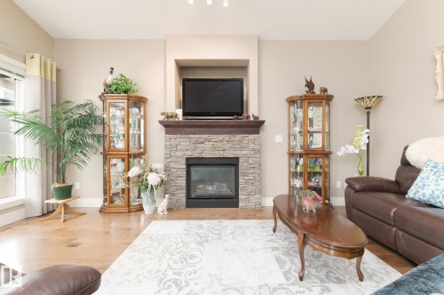 #207 50 Heatherglen Dr, Spruce Grove, AB - Indoor Photo Showing Living Room With Fireplace