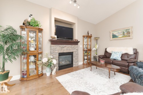 #207 50 Heatherglen Dr, Spruce Grove, AB - Indoor Photo Showing Living Room With Fireplace