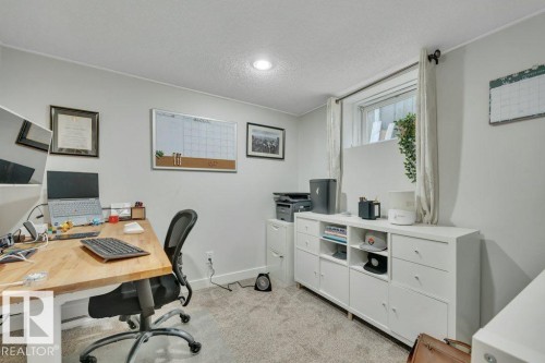 Carpeted room with recessed lighting and a window - 7715 73 Avenue, Edmonton, AB - Indoor Photo Showing Office