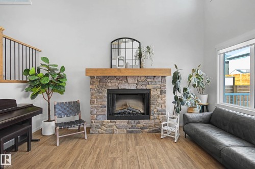 34 Riverhill Crescent, St. Albert, AB - Indoor Photo Showing Living Room With Fireplace