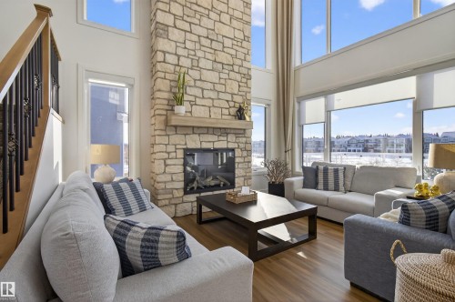 16615 32 Avenue, Edmonton, AB - Indoor Photo Showing Living Room With Fireplace