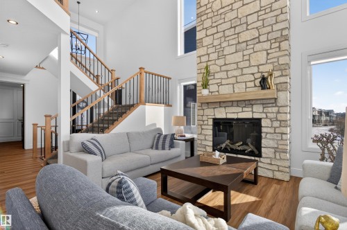 16615 32 Avenue, Edmonton, AB - Indoor Photo Showing Living Room With Fireplace