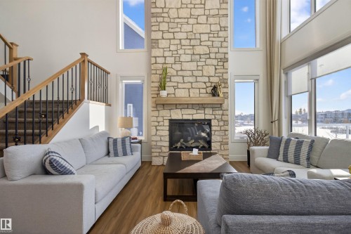 16615 32 Avenue, Edmonton, AB - Indoor Photo Showing Living Room With Fireplace