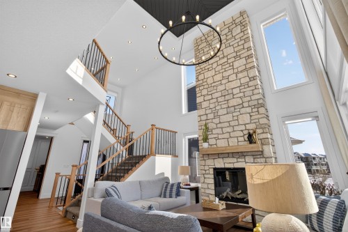 16615 32 Avenue, Edmonton, AB - Indoor Photo Showing Living Room With Fireplace