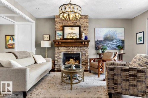 8508 Summerside Grande Boulevard, Edmonton, AB - Indoor Photo Showing Living Room With Fireplace