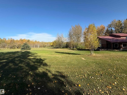 Expansive green lawn with scattered autumn leaves - 63218 Range Road 254, Rural Westlock County, AB 